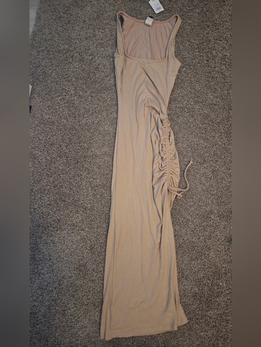 Windsor Ruched Side Maxi Dress in Nude